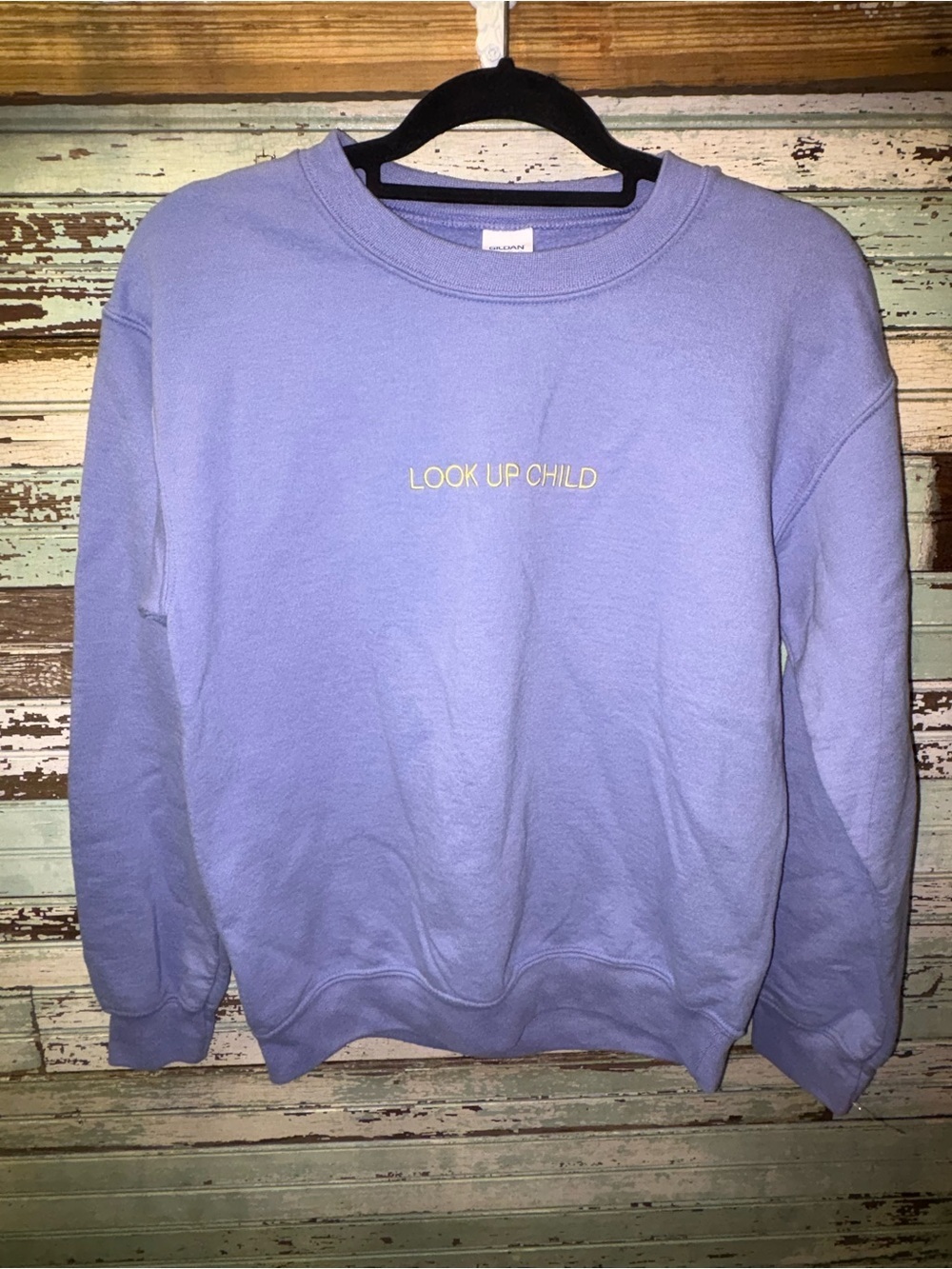 Gildan Lavender "LOOK UP CHILD" Crewneck Sweatshirt